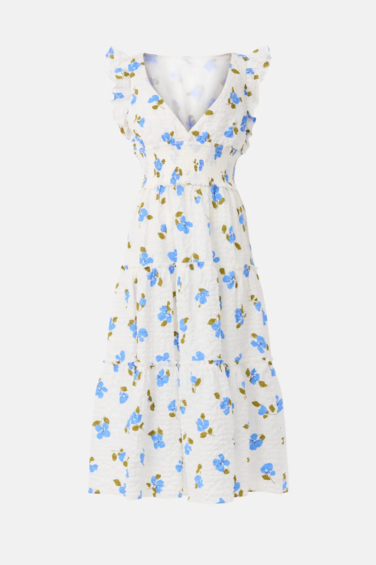 Thumbnail for > Kate Spade | Painterly Bouquet Tiered Midi Dress